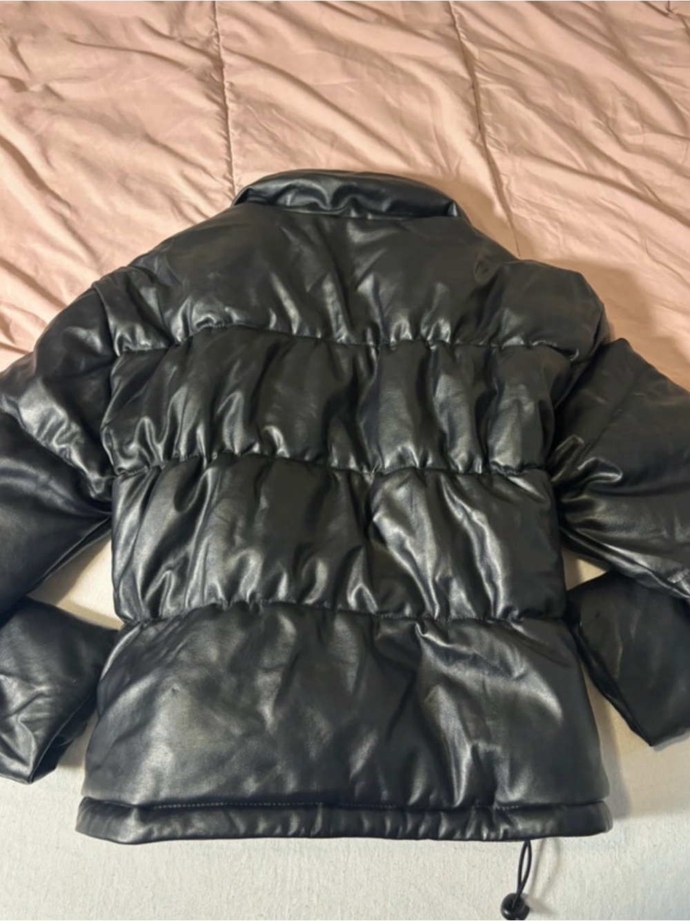 Hollister Black Faux Leather Puffer Jacket
